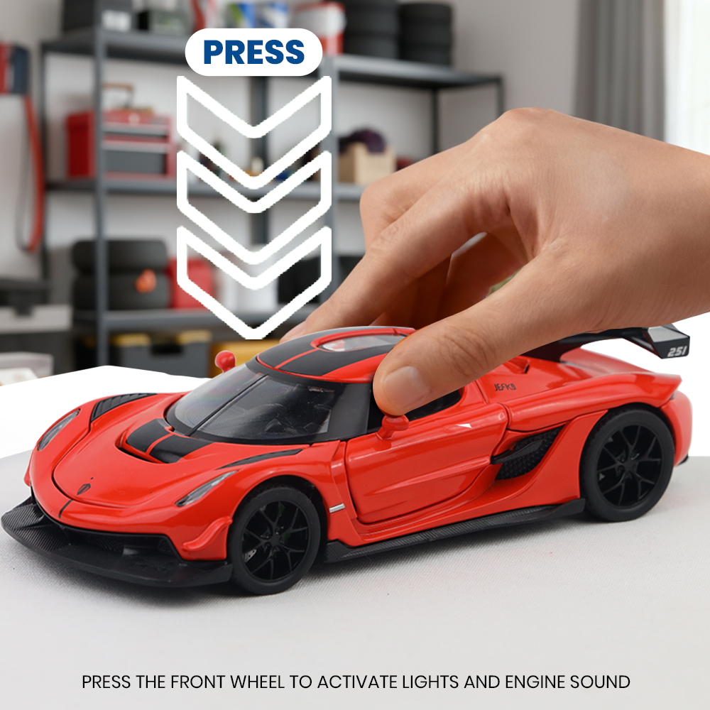 Koengseg Jesko Diecast Car 1:32 Scale – Metal Model with Lights, Sound & Pull-Back Action