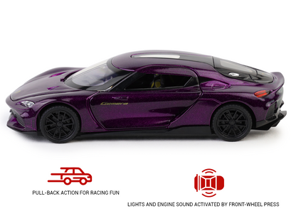 Koengseg 1:32 Scale Alloy Metal Pullback Toy car with Openable Doors Light Music