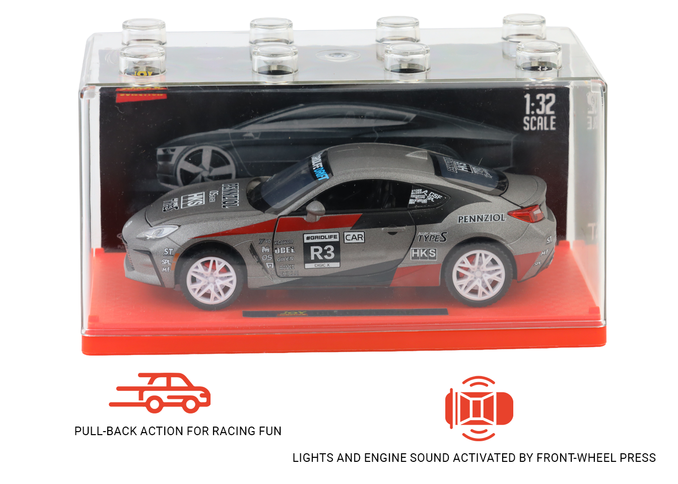 Toyota GR-86 1:32 Scale Alloy Metal Pullback Toy car with Openable Doors Light Music - Image 8