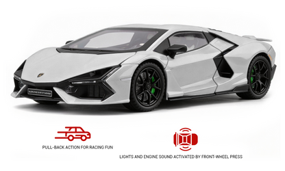 Lamborghini Revuelto 1:32 Scale Alloy Metal Pullback Toy car with Openable Doors Light Music