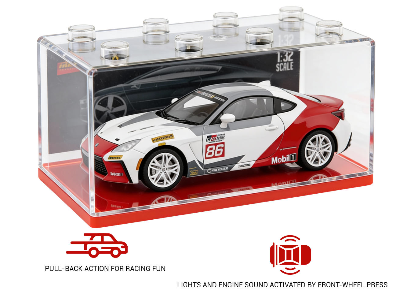 Toyota GR-86 1:32 Scale Alloy Metal Pullback Toy car with Openable Doors Light Music - Image 18