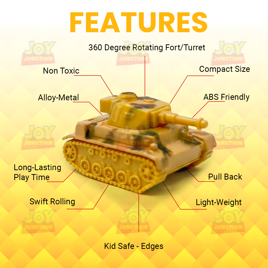 Battle Tank 4-Pack - High Speed Mini Racers - Alloy Pullback Toy with Rotating Turret