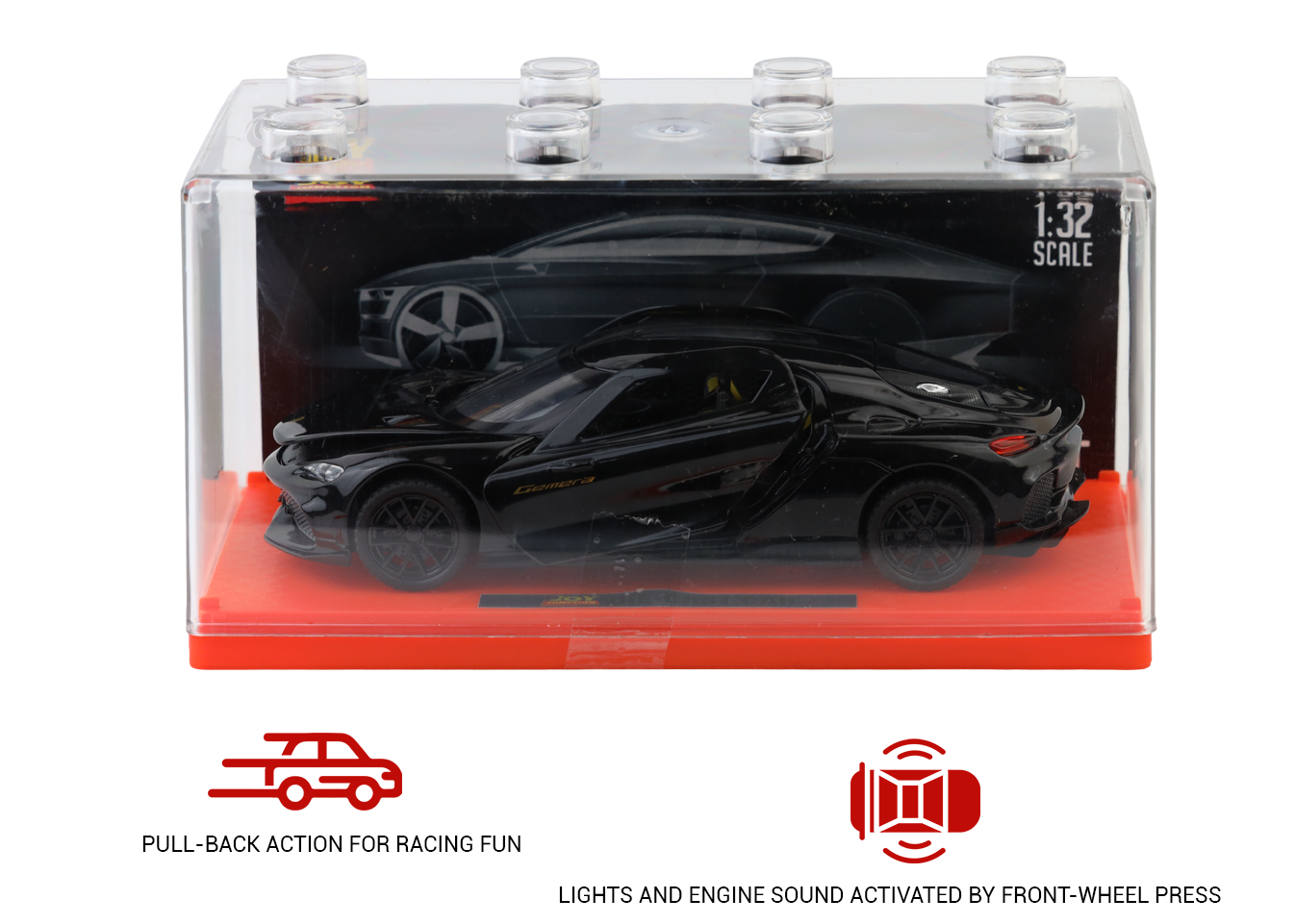 Koengseg 1:32 Scale Alloy Metal Pullback Toy car with Openable Doors Light Music