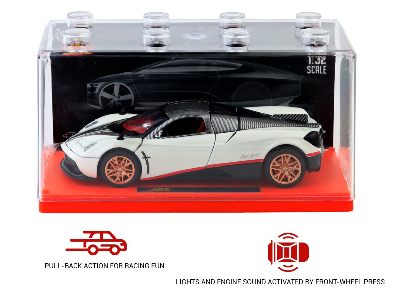 Pagani Fengshen 1:32 Scale Alloy Metal Pullback Toy car with Openable Doors Light Music