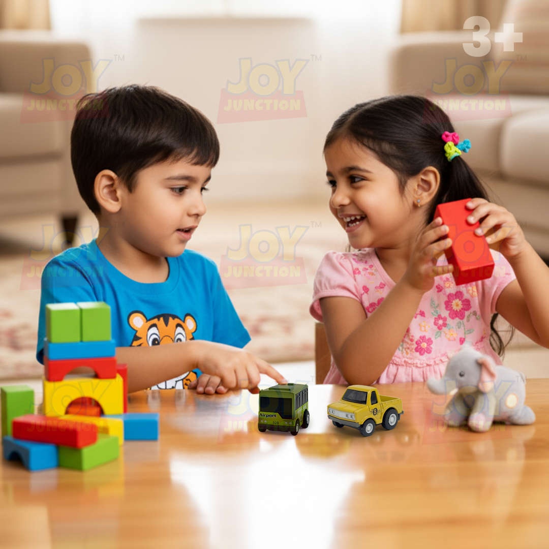 Mini Racer High Speed Transport-Series, Crane-Truck & Airport-Bus Pullback Toy (Pack of 2 Multicolors) - Joy Junction Uncateg