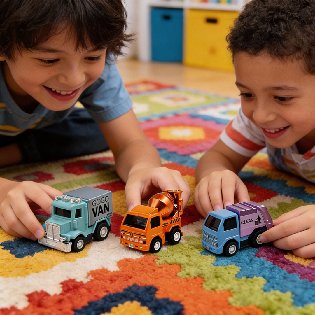 Mini Racer High Speed Transport-Series Dirt-Truck, Cleaner, GOGO-Van Pullback Toy (Pack of 3 Multicolors) - Joy Junction Unca