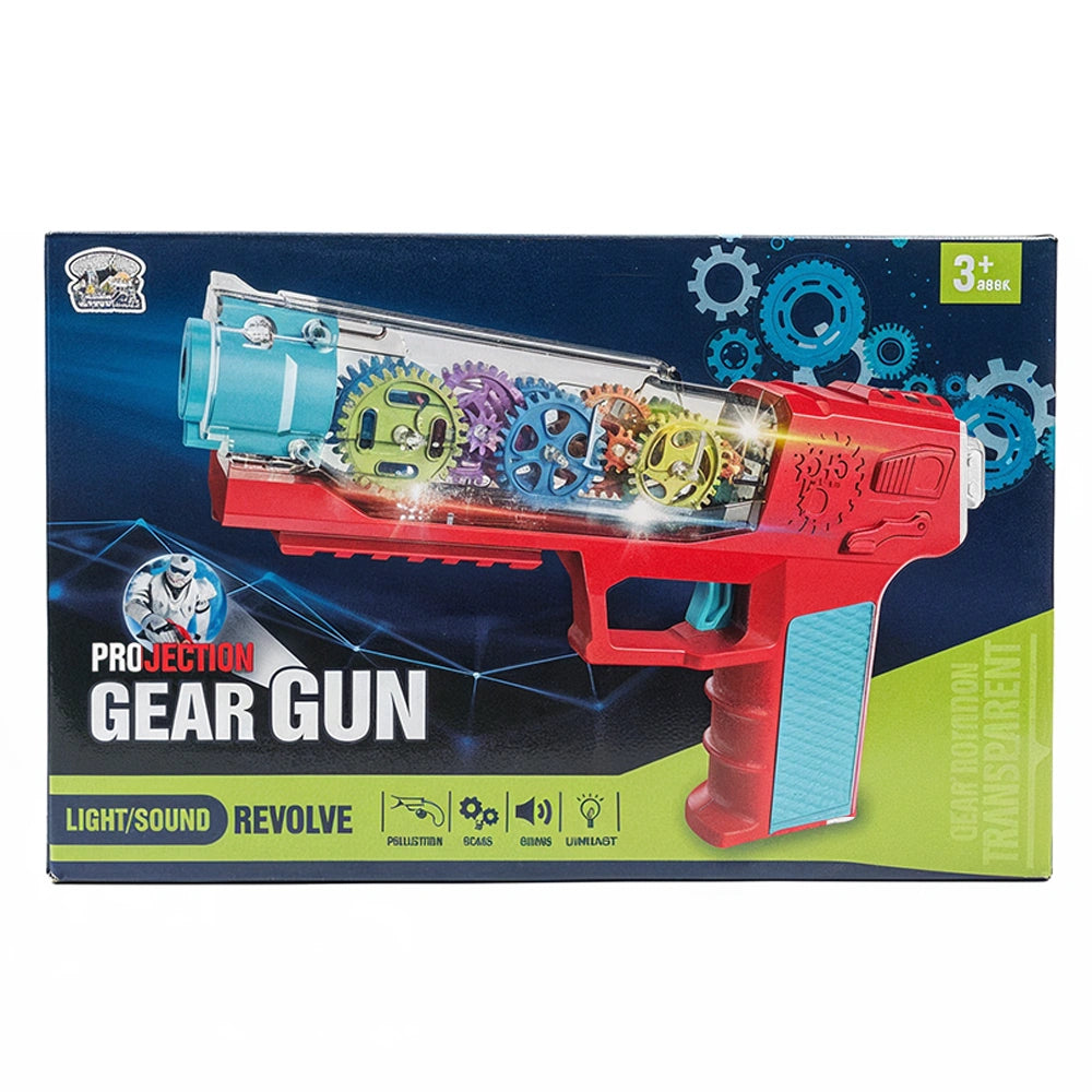 Projection Transparent Gear Gun Toy with 3D Lights & Sound