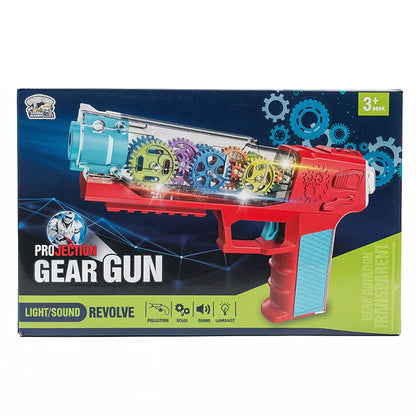 Projection Transparent Gear Gun Toy with 3D Lights & Sound