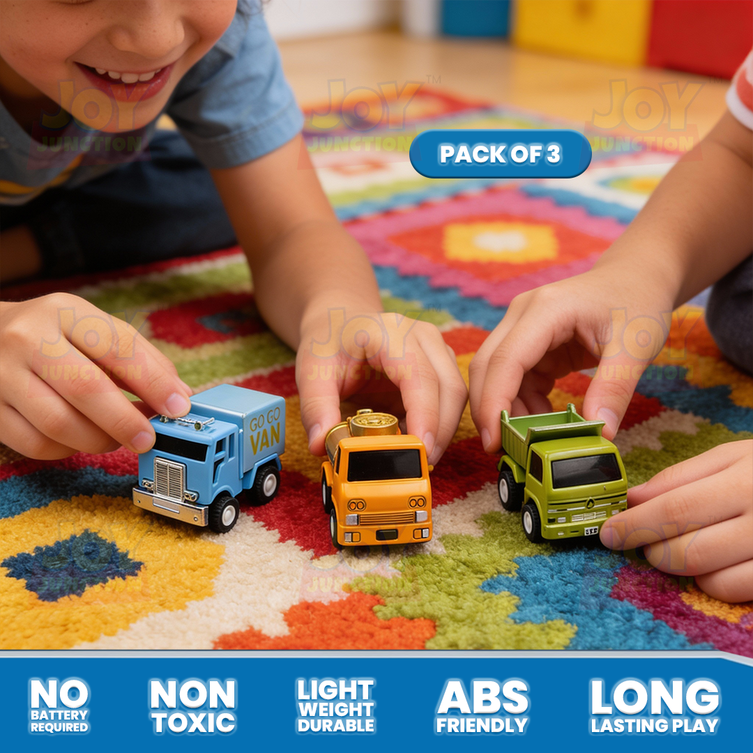 Mini Racer High Speed Transport-Series GOGO-Truck, Dipper, Tanker Pullback Toy (Pack of 3 Multicolors) - Joy Junction Uncateg