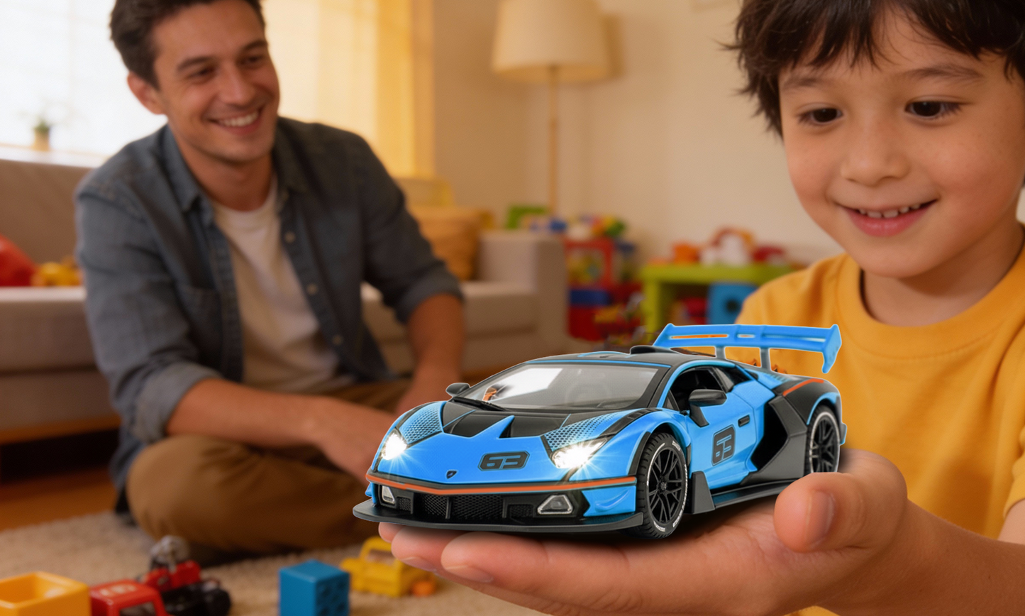 Lamborghini 1:32 Scale Alloy Metal Pullback Toy car with Openable Doors Light Music