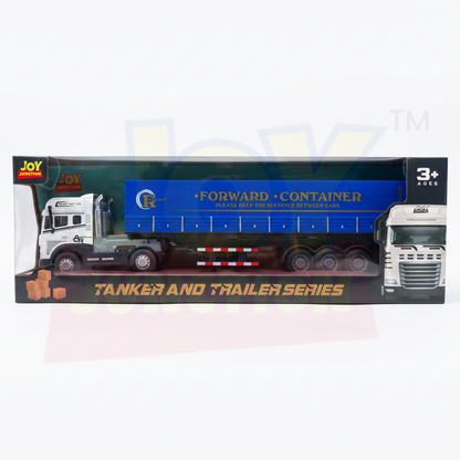 Friction Powered 1:24 Scale Transport Series Diecast Truck and Trailer Set (Container Truck)