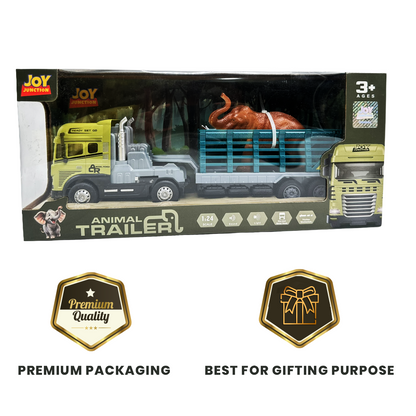 Elephant Rescue Trailer Truck Toy ,1:24 Scale – Alloy Diecast Set - Joy Junction Uncategorized (Image 7)