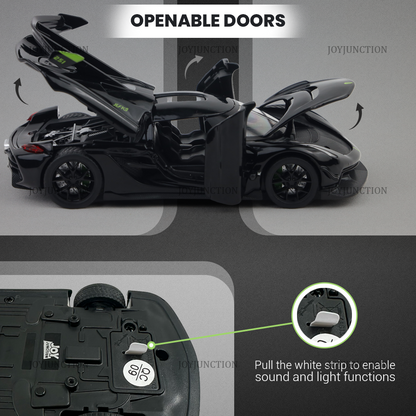 Koengseg Jesko Diecast Car 1:32 Scale – Metal Model with Lights, Sound & Pull-Back Action