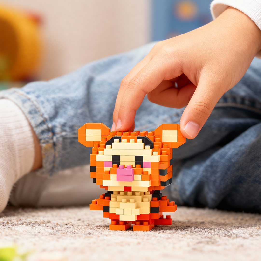 Tiger Mini DIY Building Blocks Set (195 Pcs) – Interlocking Construction Toys for Kids