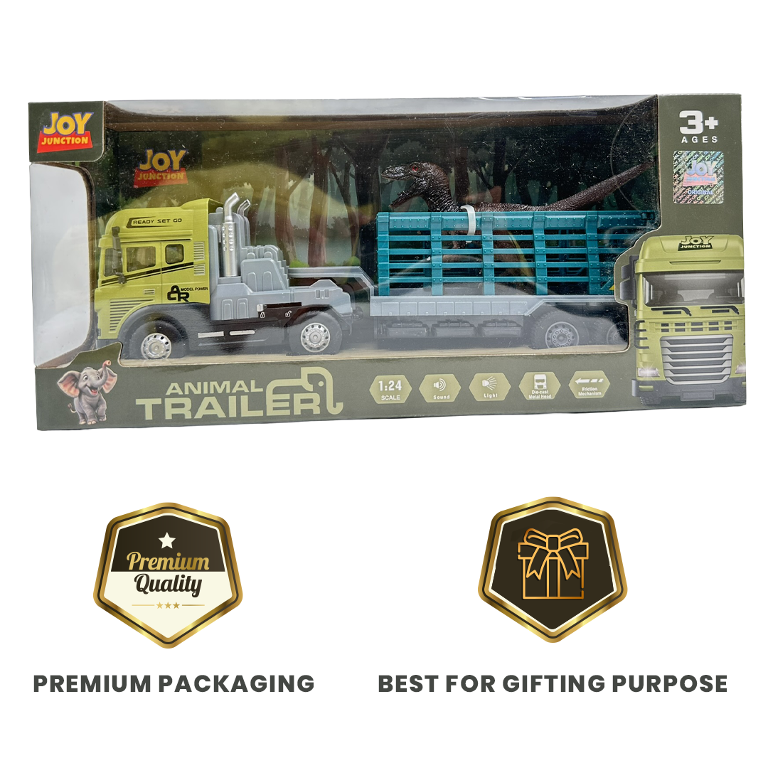 Raptor Dino Rescue Trailer Truck Toy ,1:24 Scale – Alloy Diecast Set - Joy Junction Uncategorized (Image 7)