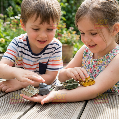 Battle Tank 4-Pack - High Speed Mini Racers - Alloy Pullback Toy with Rotating Turret