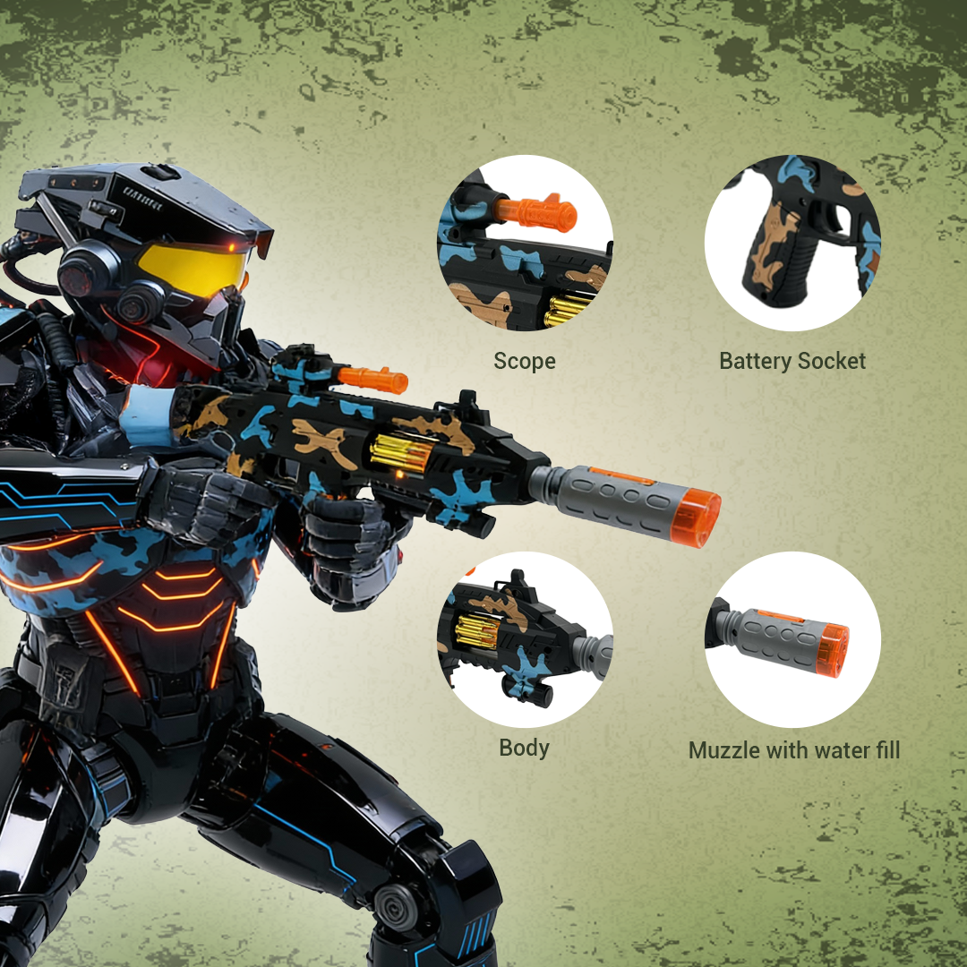 JOY JUNCTION Defender Gun with Light, Sound, Vibration & Smoke-Effect Musical Toy Gun | Future Gun Toy for Boys 3+ Years, Act