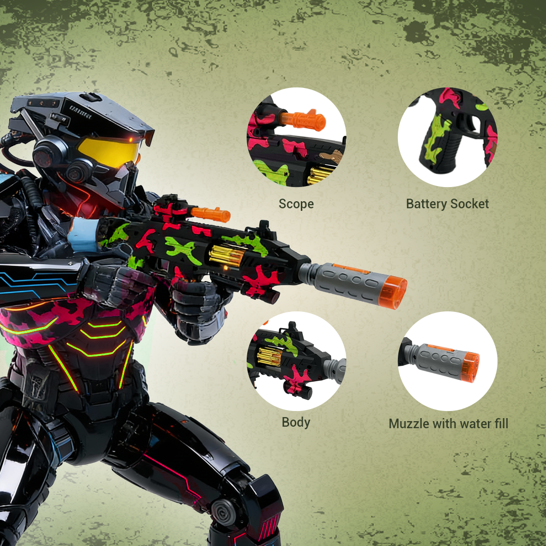 JOY JUNCTION Defender Gun with Light, Sound, Vibration & Smoke-Effect Musical Toy Gun | Future Gun Toy for Boys 3+ Years, Act