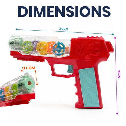 Projection Transparent Gear Gun Toy with 3D Lights & Sound