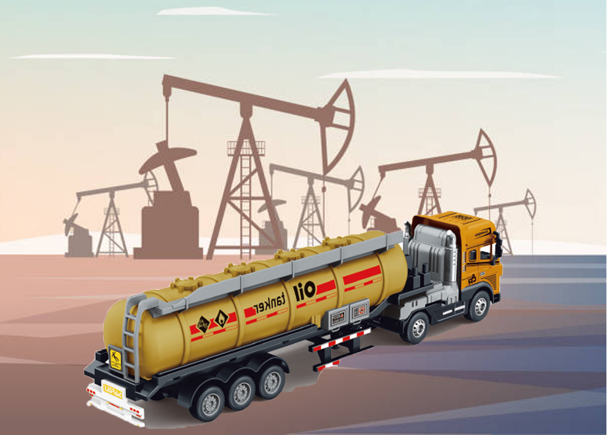 1:24 Scale Transporter Series Oil Tanker Truck Toy with Pull-Back Action - Image 7