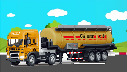 1:24 Scale Transporter Series Oil Tanker Truck Toy with Pull-Back Action - Image 8