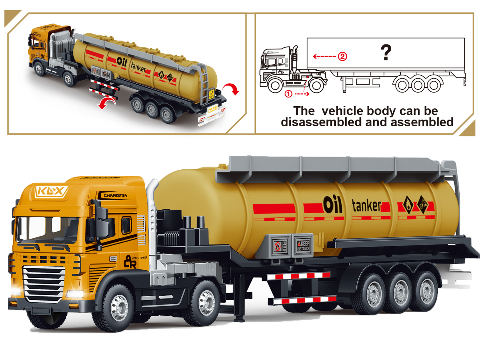1:24 Scale Transporter Series Oil Tanker Truck Toy with Pull-Back Action - Image 9