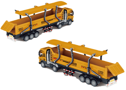 1:24 Scale Metal Construction Toy Transport Series Toys Alloy Diecast Truck and Trailer Set - Image 9