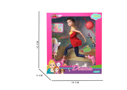 Diana Series Doll with Skateboard & Roller Skates | Sports Fashion Doll Toy for Girls