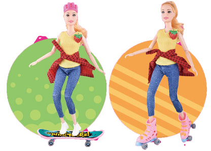 Diana Series Doll with Skateboard & Roller Skates | Sports Fashion Doll Toy for Girls