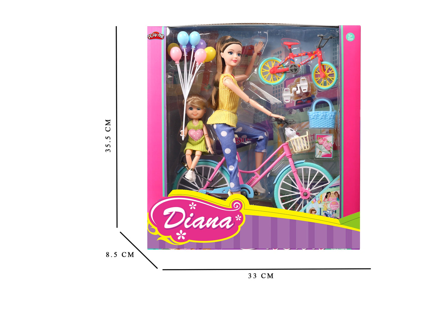 Diana Series Doll with Trendy Clothes, Accessories Fashion Toy for Girls (Cycling with Baby)