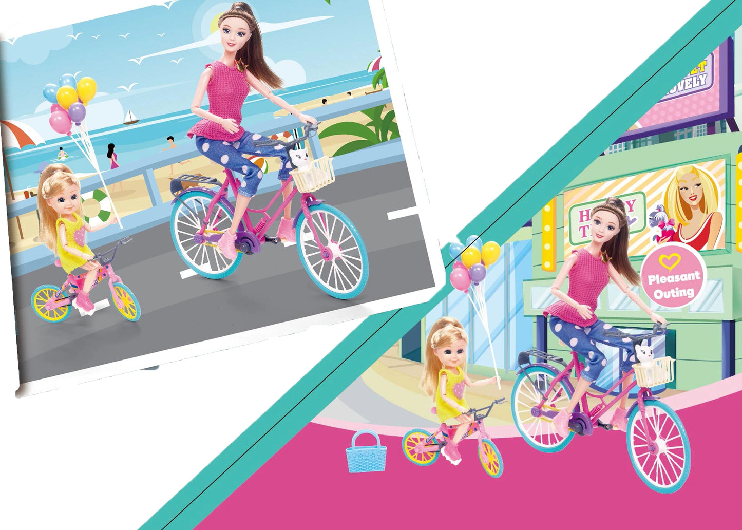 Diana Series Doll with Trendy Clothes, Accessories Fashion Toy for Girls (Cycling with Baby)