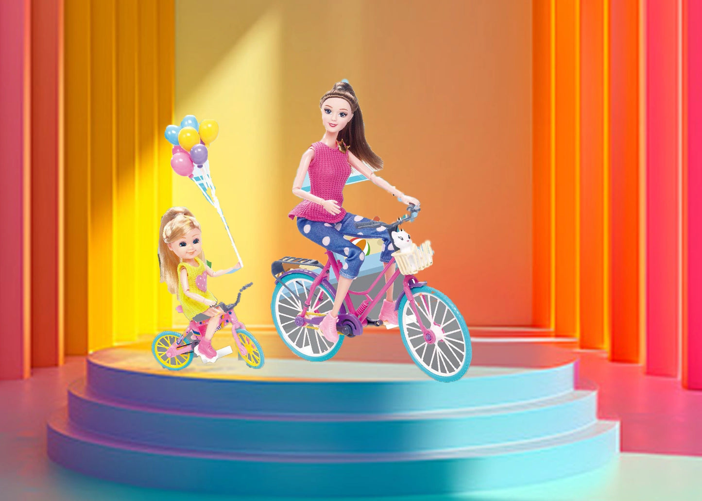 Diana Series Doll with Trendy Clothes, Accessories Fashion Toy for Girls (Cycling with Baby)