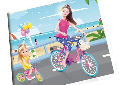 Diana Series Doll with Trendy Clothes, Accessories Fashion Toy for Girls (Cycling with Baby)