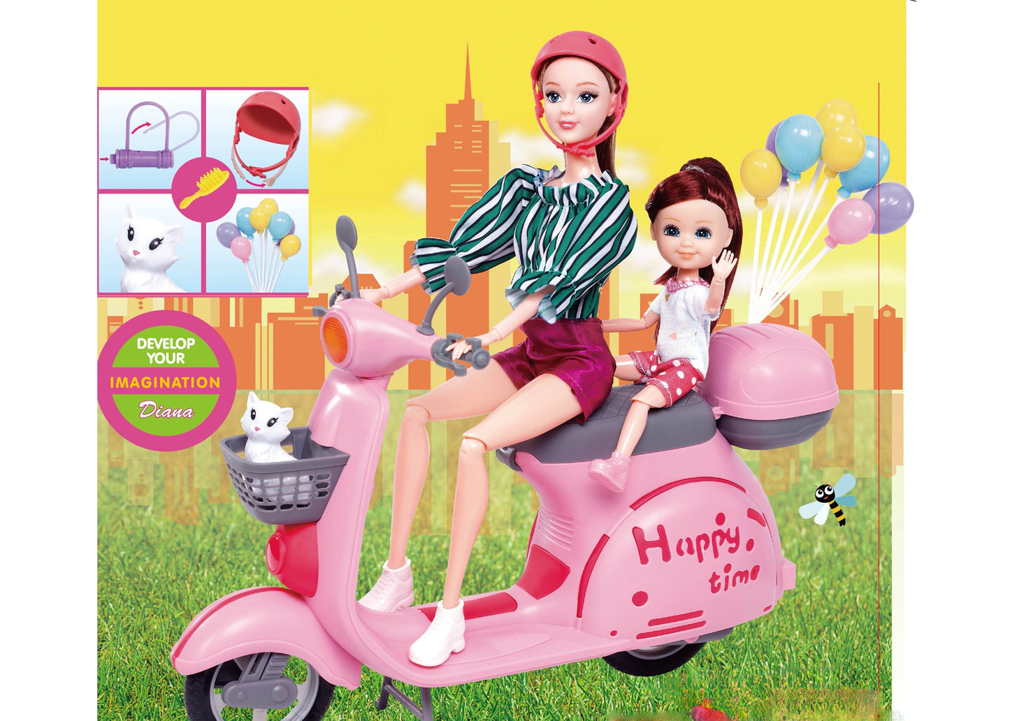 Diana Doll with Scooter, Child Doll, Pet Cat & Accessories | Pretend Play Toy for Girls