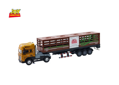 1:24 Scale Transporter Truck & Trailer Die-Cast Toy with Lights, Sound & Pull Back Action