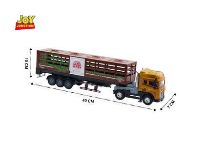 1:24 Scale Transporter Truck & Trailer Die-Cast Toy with Lights, Sound & Pull Back Action