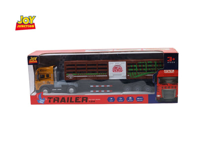 1:24 Scale Transporter Truck & Trailer Die-Cast Toy with Lights, Sound & Pull Back Action