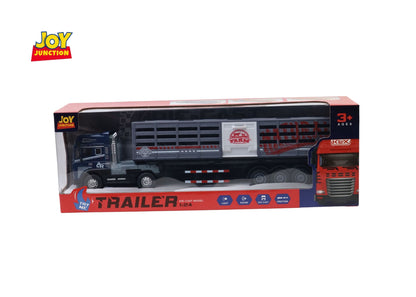 1:24 Scale Transporter Truck & Trailer Die-Cast Toy with Lights, Sound & Pull Back Action