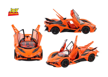 Apolloo EVO Metal Diecast Toy Car – 1:24 Scale Pull Back Model with Lights, Sound & Openable Doors