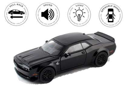 Dodgee Challengerr HellKat 1:32 Scale Diecast Pull Back Toy Car with Openable Doors, Lights & Engine Sound