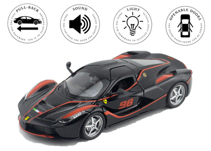 Ferari FXXXK 1:32 Scale Diecast Pull Back Toy Car with Openable Doors, Lights & Engine Sound