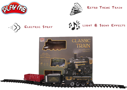 Electric Toy Train Set with Tracks, Steam, Light & Sound – 100 cm Battery Operated Train Toy for Kids