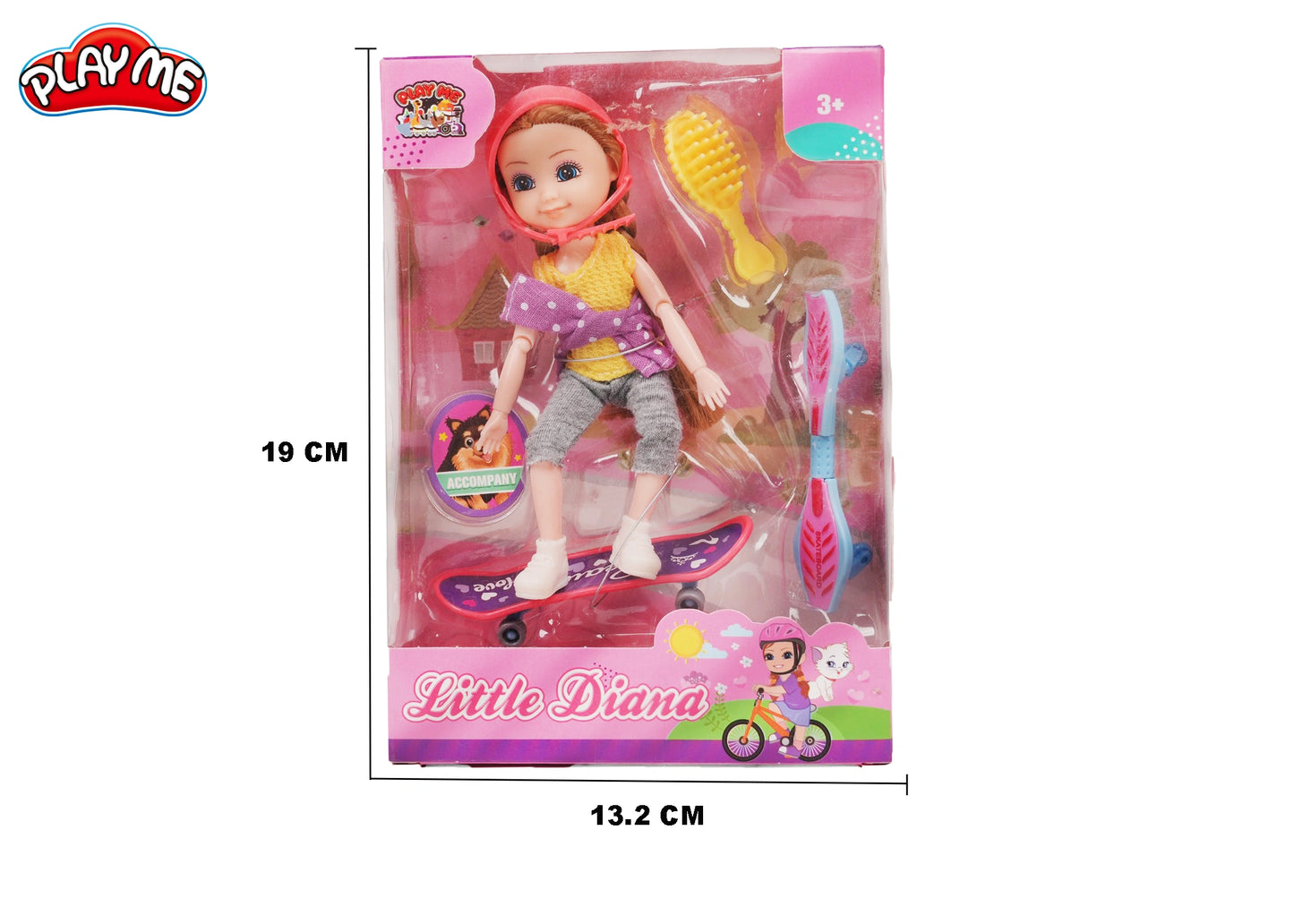 Diana Doll with Skate-Board & Accessories | Pretend Play Toy for Girls