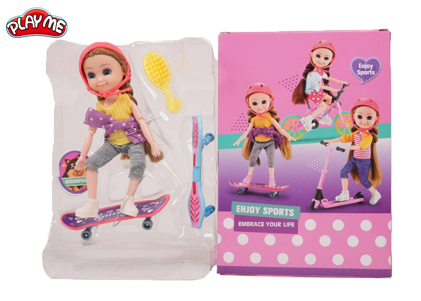 Diana Doll with Skate-Board & Accessories | Pretend Play Toy for Girls