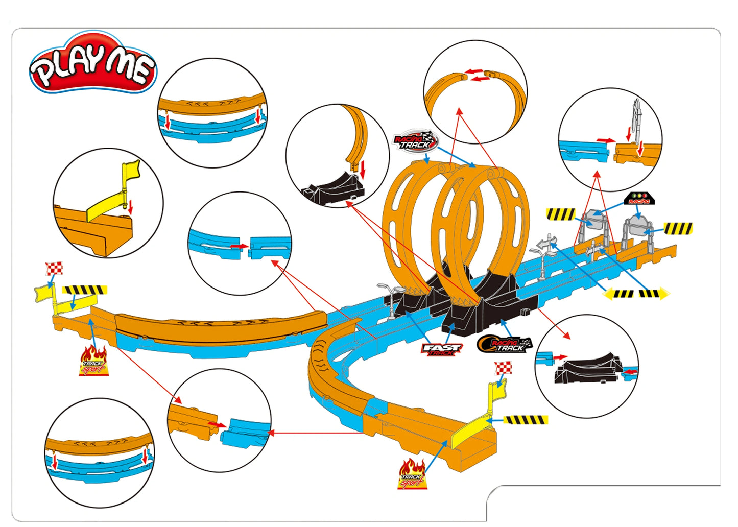 Race Car Track Toy 29 PCS – Double Loop 360° Super Track Racing Set