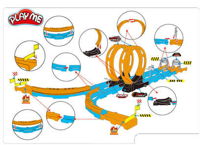 Race Car Track Toy 29 PCS – Double Loop 360° Super Track Racing Set