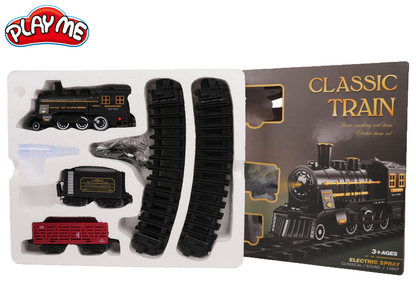 Electric Toy Train Set with Tracks, Steam, Light & Sound – 100 cm Battery Operated Train Toy for Kids