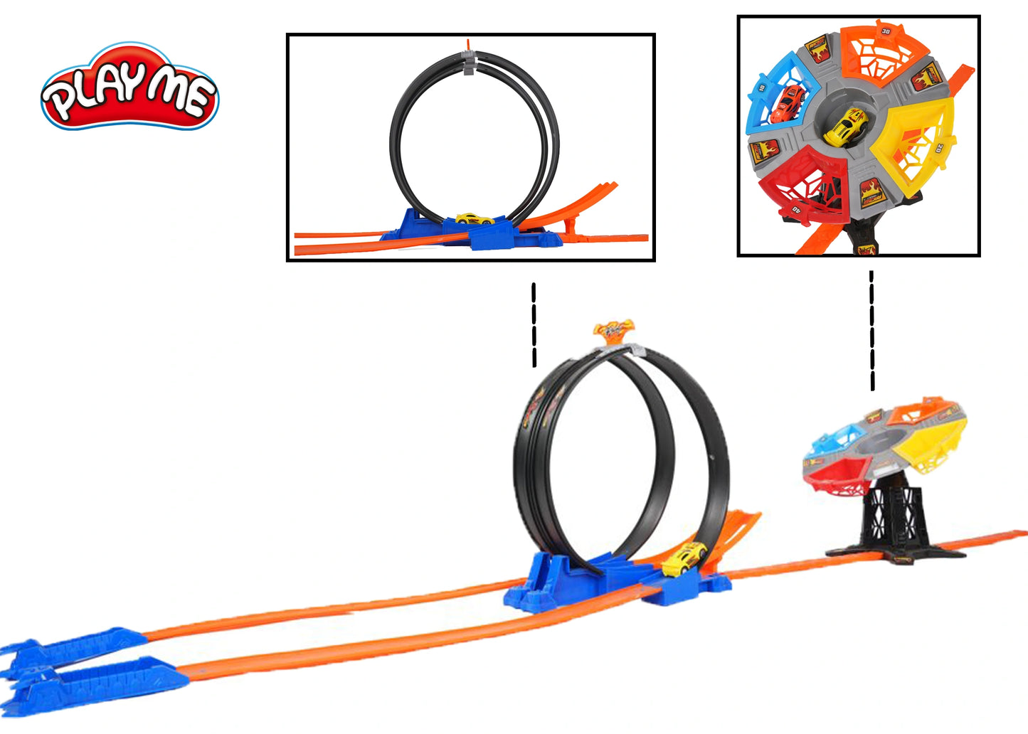 Track Set 33PC Racing Car Track Toy with 360° Loops, Ramps & Checkpoints for Kids