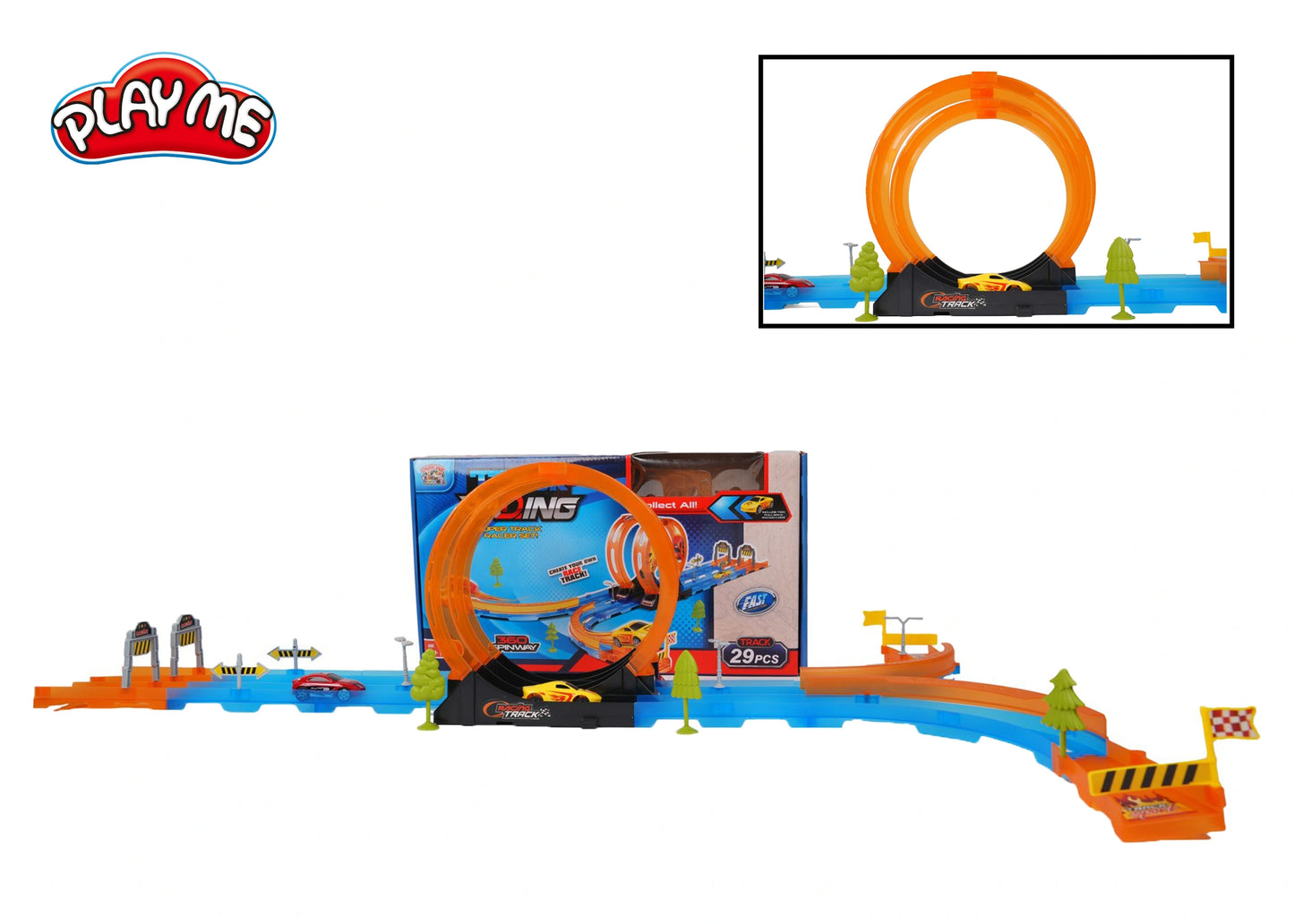 Race Car Track Toy 29 PCS – Double Loop 360° Super Track Racing Set