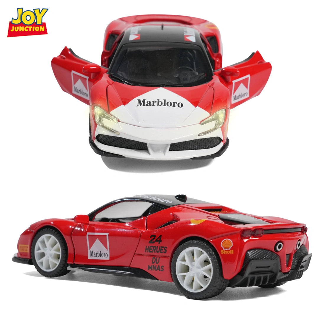 Ferari Marlboroo 1:32 Scale Diecast Pull Back Toy Car with Openable Doors, Lights & Engine Sound